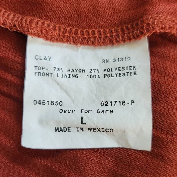 AGB Rust Pleated Blouse Size Large Rust Red Tunic Layered Look Tunic - Picture 7 of 9